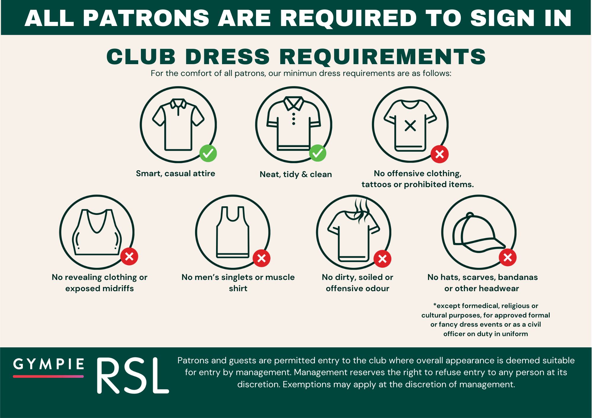 Gympie RSL Dress Code - A3